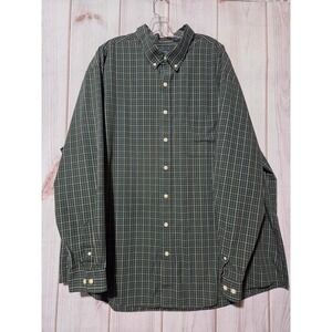 Arrow Mens 3XLT Plaid Button Down Shirt Green Long Sleeve Big & Tall
